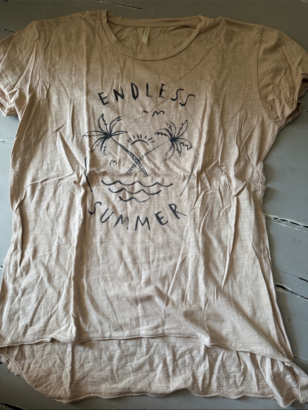 Rylee + Cru Beige 'Endless Summer' Graphic Scoop-Neck Tee